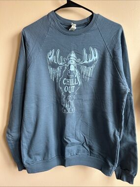 Soul Flower Crewneck Sweatshirt - Slate Blue with Light Blue Graphic medium